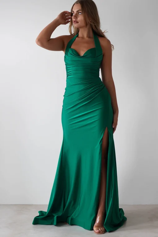Adele Stretchy Halterneck Gown | Green*Cinderella Sale