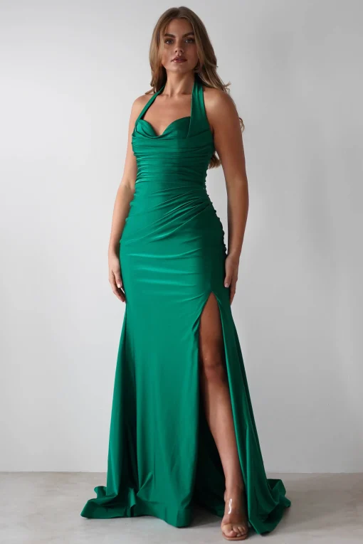 Adele Stretchy Halterneck Gown | Green*Cinderella Sale