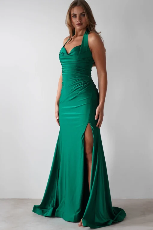 Adele Stretchy Halterneck Gown | Green*Cinderella Sale