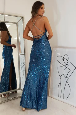Alamour Sequin Luxe Gown | Lapis Blue*Oh Hello Clothing Sale