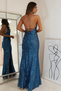 Alamour Sequin Luxe Gown | Lapis Blue*Oh Hello Clothing Sale