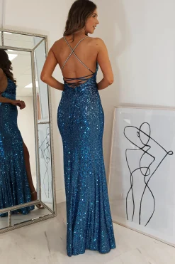 Alamour Sequin Luxe Gown | Lapis Blue*Oh Hello Clothing Sale