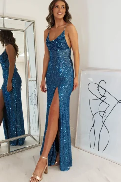 Alamour Sequin Luxe Gown | Lapis Blue*Oh Hello Clothing Sale
