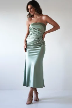 Allegra Gathered Midaxi Dress | Sage*Cinderella Outlet