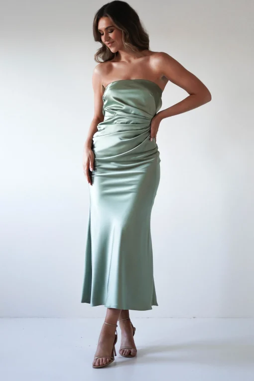 Allegra Gathered Midaxi Dress | Sage*Cinderella Outlet