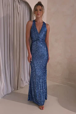 Arizona Bodycon Sequin Maxi Gown | Slate Blue*MANIJU Hot