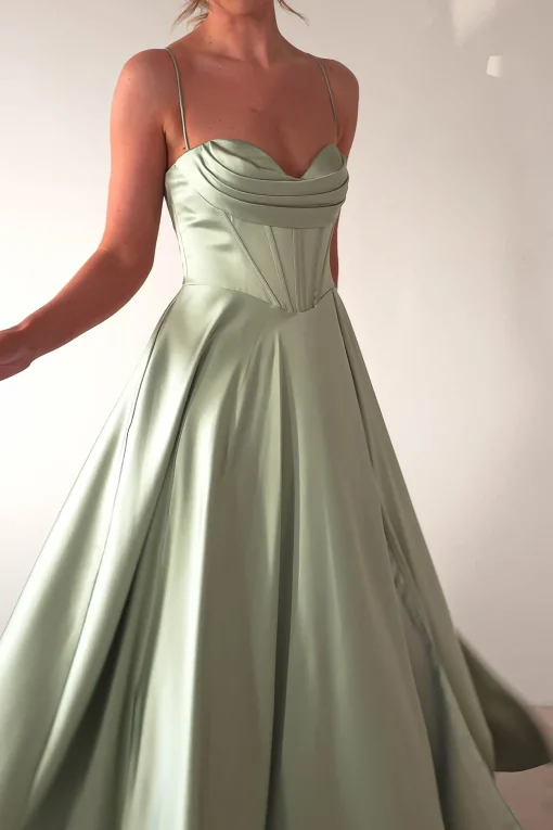 Bella Luxe Aline Satin Gown | Sage*Cinderella Sale