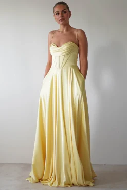 Bella Luxe Aline Satin Gown | Yellow*Cinderella Hot