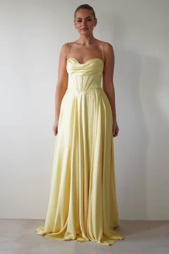 Bella Luxe Aline Satin Gown | Yellow*Cinderella Hot