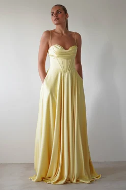 Bella Luxe Aline Satin Gown | Yellow*Cinderella Hot