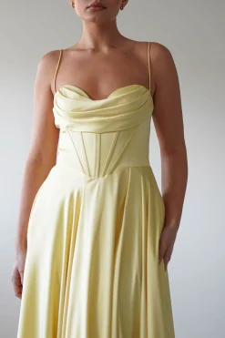 Bella Luxe Aline Satin Gown | Yellow*Cinderella Hot