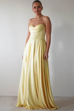 Bella Luxe Aline Satin Gown | Yellow*Cinderella Hot