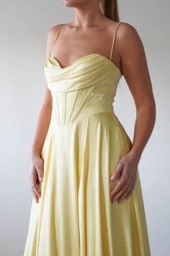 Bella Luxe Aline Satin Gown | Yellow*Cinderella Hot