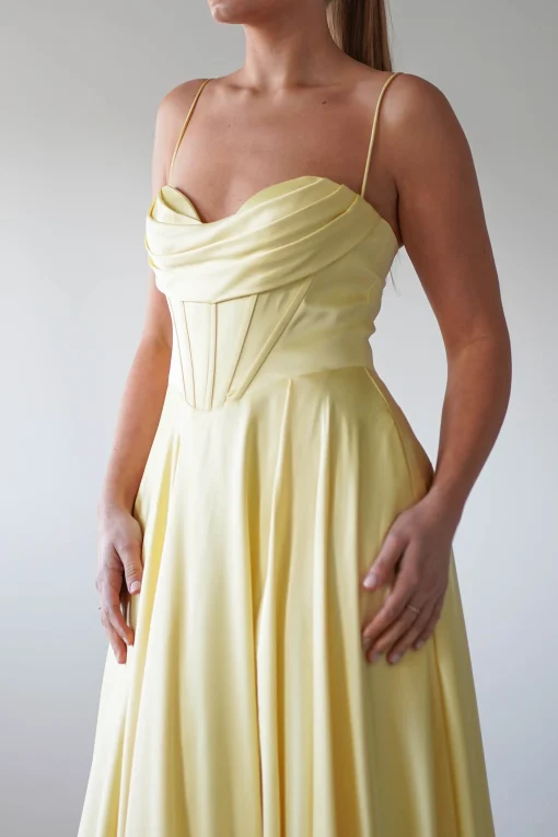 Bella Luxe Aline Satin Gown | Yellow*Cinderella Hot