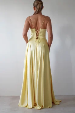 Bella Luxe Aline Satin Gown | Yellow*Cinderella Hot