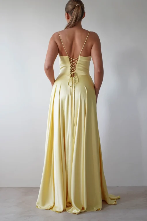 Bella Luxe Aline Satin Gown | Yellow*Cinderella Hot