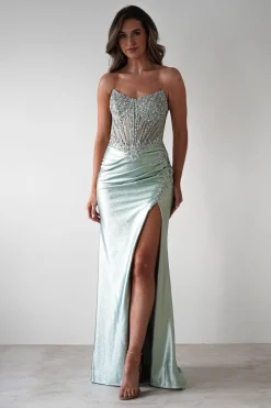 Caspian Embellished Bodycon Gown | Light Green*cinderella Sale