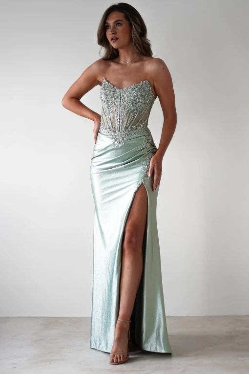 Caspian Embellished Bodycon Gown | Light Green*cinderella Sale