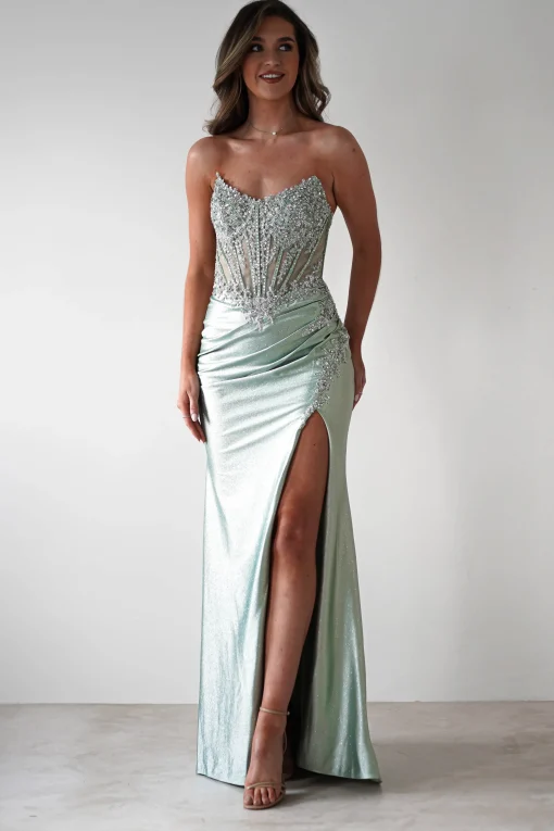 Caspian Embellished Bodycon Gown | Light Green*cinderella Sale