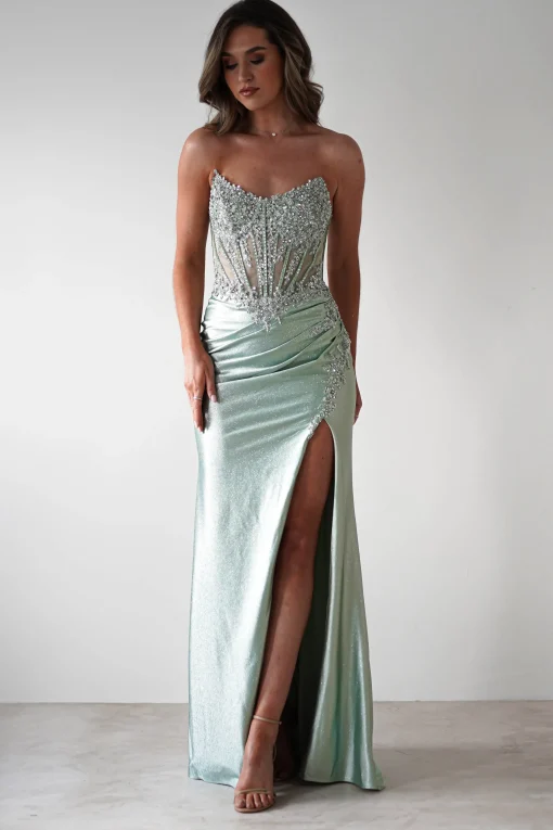 Caspian Embellished Bodycon Gown | Light Green*cinderella Sale