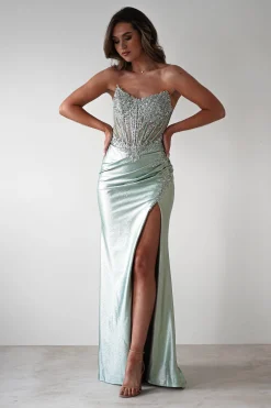 Caspian Embellished Bodycon Gown | Light Green*cinderella Sale