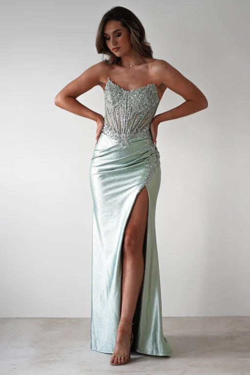 Caspian Embellished Bodycon Gown | Light Green*cinderella Sale