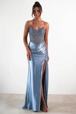 Caspian Embellished Bodycon Gown | Dusty Blue*cinderella Discount