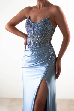 Caspian Embellished Bodycon Gown | Dusty Blue*cinderella Discount