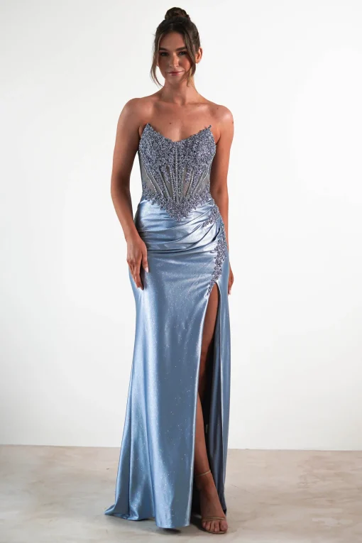 Caspian Embellished Bodycon Gown | Dusty Blue*cinderella Discount