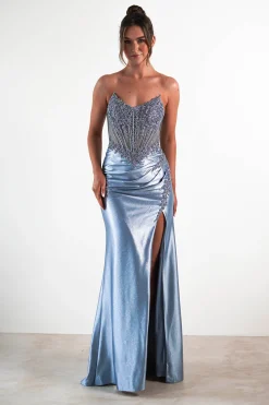 Caspian Embellished Bodycon Gown | Dusty Blue*cinderella Discount