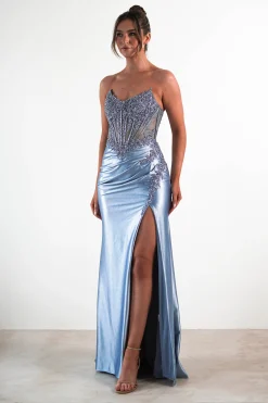 Caspian Embellished Bodycon Gown | Dusty Blue*cinderella Discount