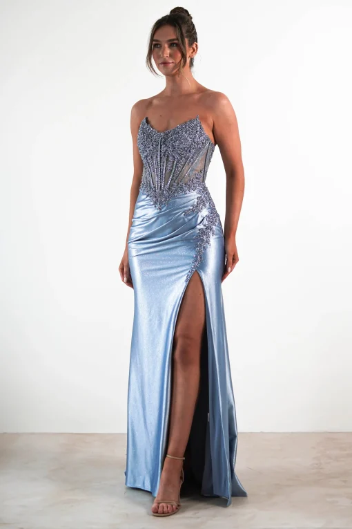 Caspian Embellished Bodycon Gown | Dusty Blue*cinderella Discount