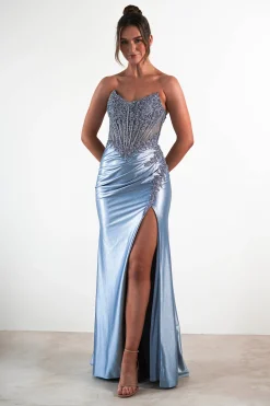 Caspian Embellished Bodycon Gown | Dusty Blue*cinderella Discount