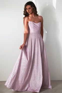 Cassia Strapless Glitter Aline Gown | Pink*Cinderella Clearance