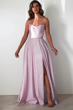 Cassia Strapless Glitter Aline Gown | Pink*Cinderella Clearance