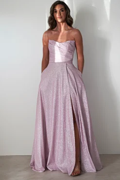 Cassia Strapless Glitter Aline Gown | Pink*Cinderella Clearance