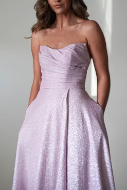 Cassia Strapless Glitter Aline Gown | Pink*Cinderella Clearance