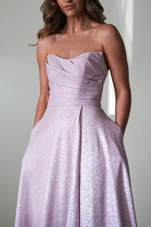 Cassia Strapless Glitter Aline Gown | Pink*Cinderella Clearance