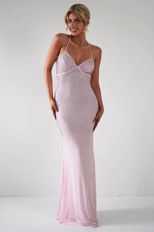 Cataleya Rhinestone Bodycon Gown | Pink*LOVESOME Fashion
