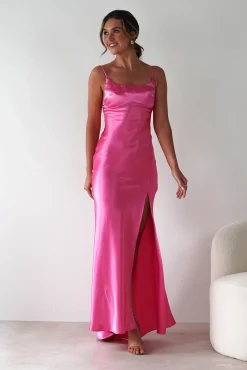 Celinee Satin Maxi Gown | Hot Pink*OH HELLO CLOTHING New