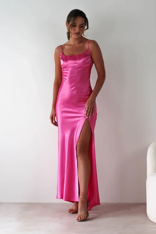 Celinee Satin Maxi Gown | Hot Pink*OH HELLO CLOTHING New