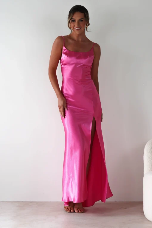 Celinee Satin Maxi Gown | Hot Pink*OH HELLO CLOTHING New
