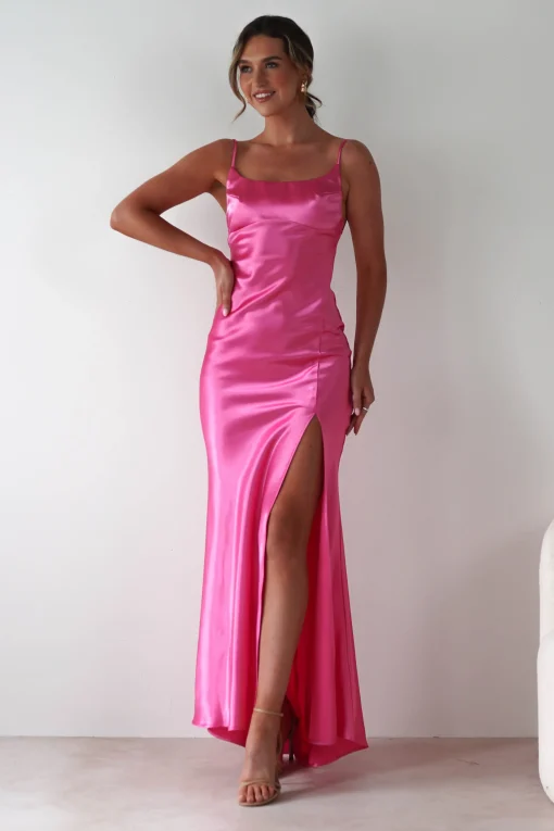 Celinee Satin Maxi Gown | Hot Pink*OH HELLO CLOTHING New