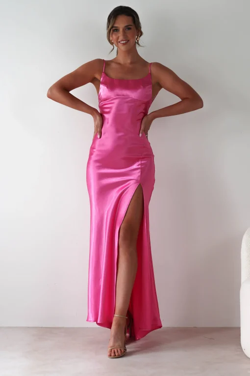 Celinee Satin Maxi Gown | Hot Pink*OH HELLO CLOTHING New