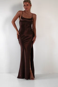 Celinee Satin Maxi Gown | Brown*Vera u0026 Lucy Discount