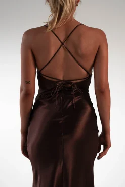 Celinee Satin Maxi Gown | Brown*Vera u0026 Lucy Discount
