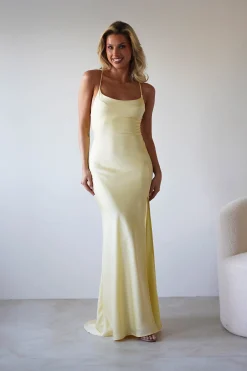 Elsa Matte Satin Maxi Gown | Yellow*OH HELLO CLOTHING New