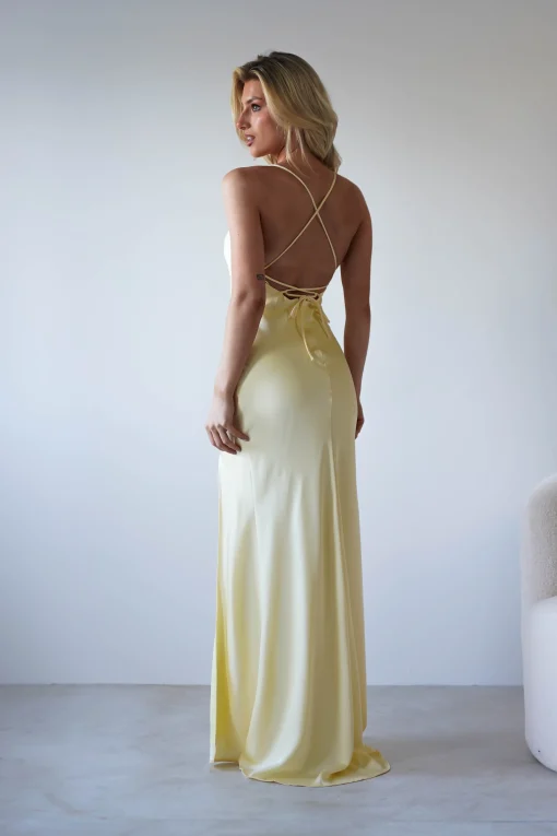 Elsa Matte Satin Maxi Gown | Yellow*OH HELLO CLOTHING New