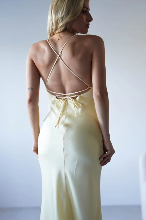 Elsa Matte Satin Maxi Gown | Yellow*OH HELLO CLOTHING New