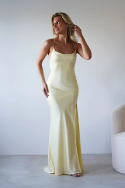Elsa Matte Satin Maxi Gown | Yellow*OH HELLO CLOTHING New